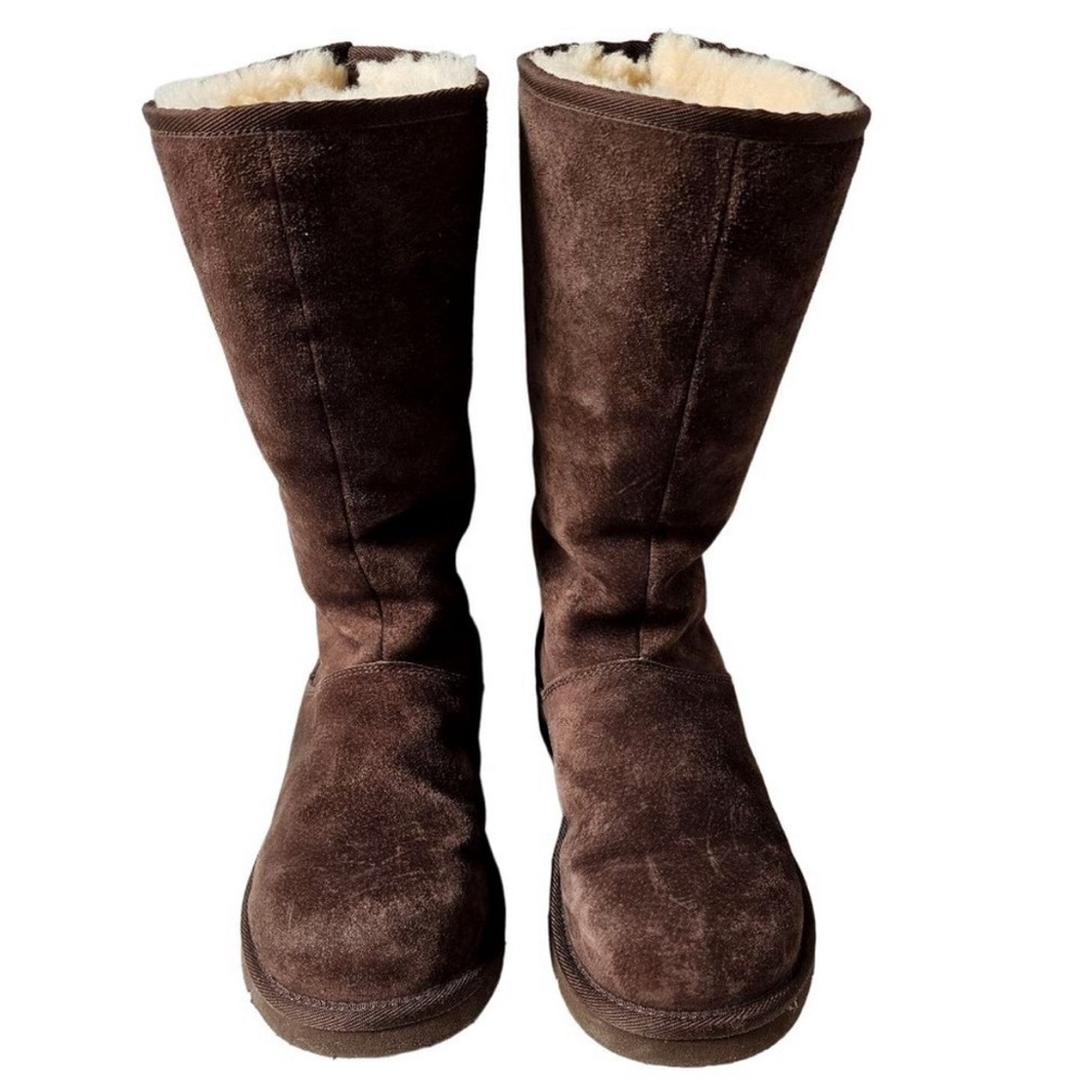 Ugg Knightsbridge Tall Brown Suede Shearling Lined Boots 5119 Womens 10
